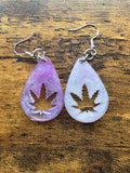 Enchanted Leaf Earrings - Cosmic Violet