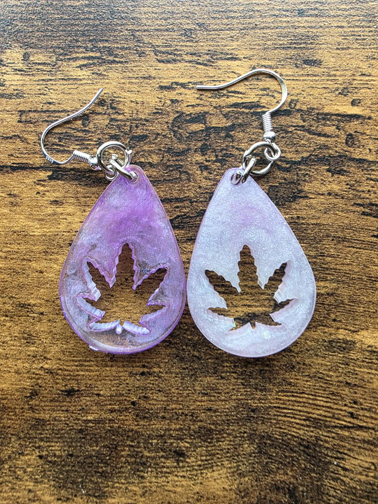 Enchanted Leaf Earrings - Cosmic Violet