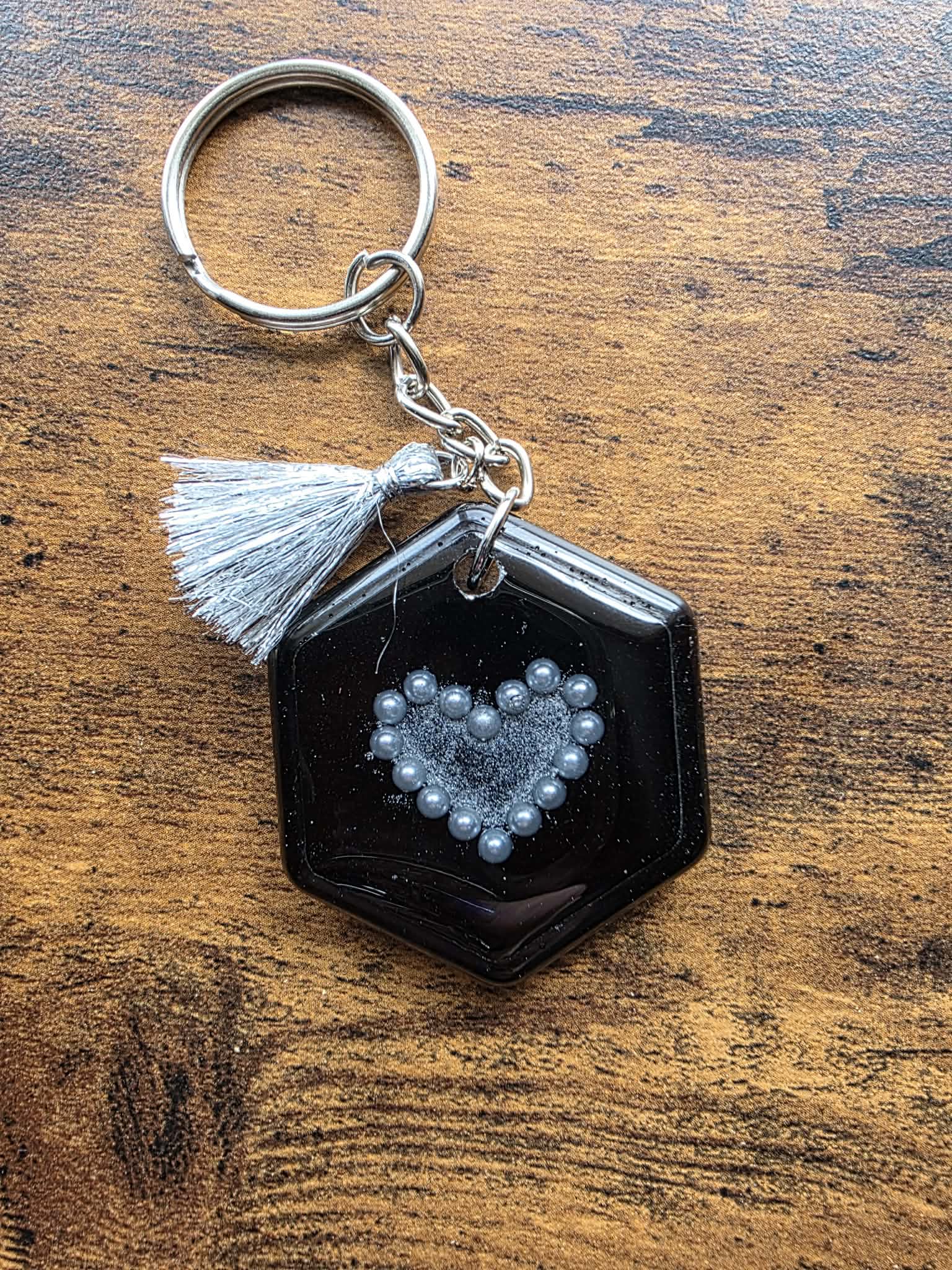 Black with silver heart