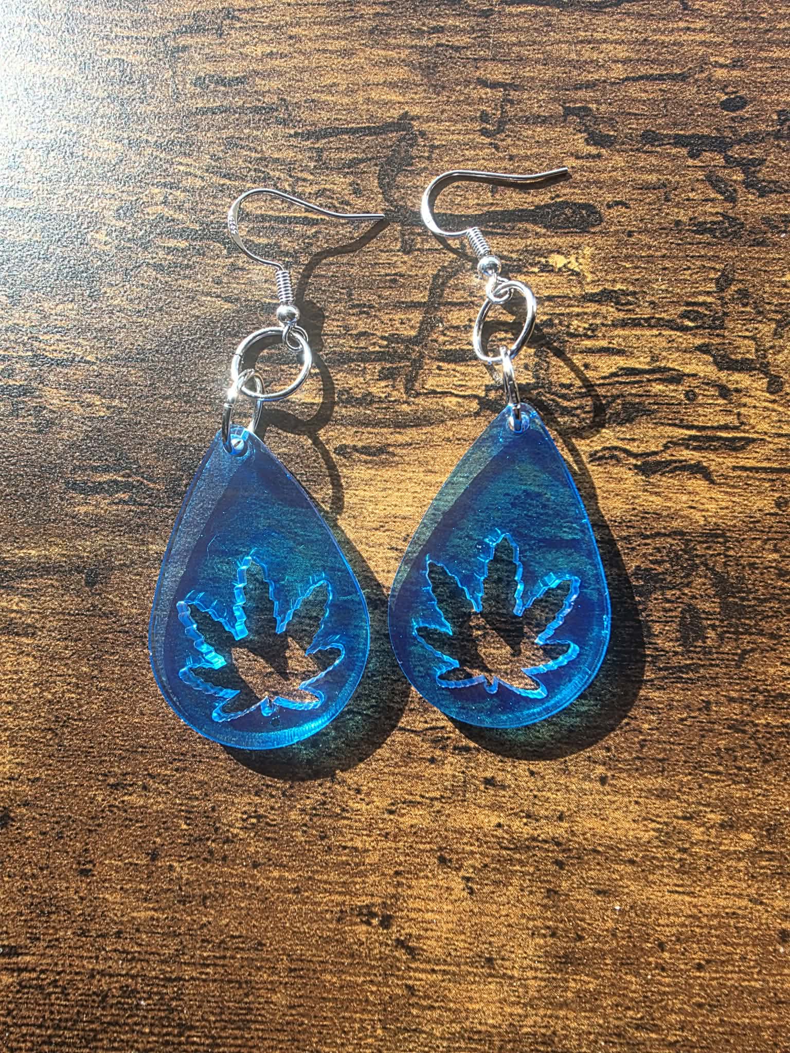 Enchanted Leaf Earrings - Sapphire Spell