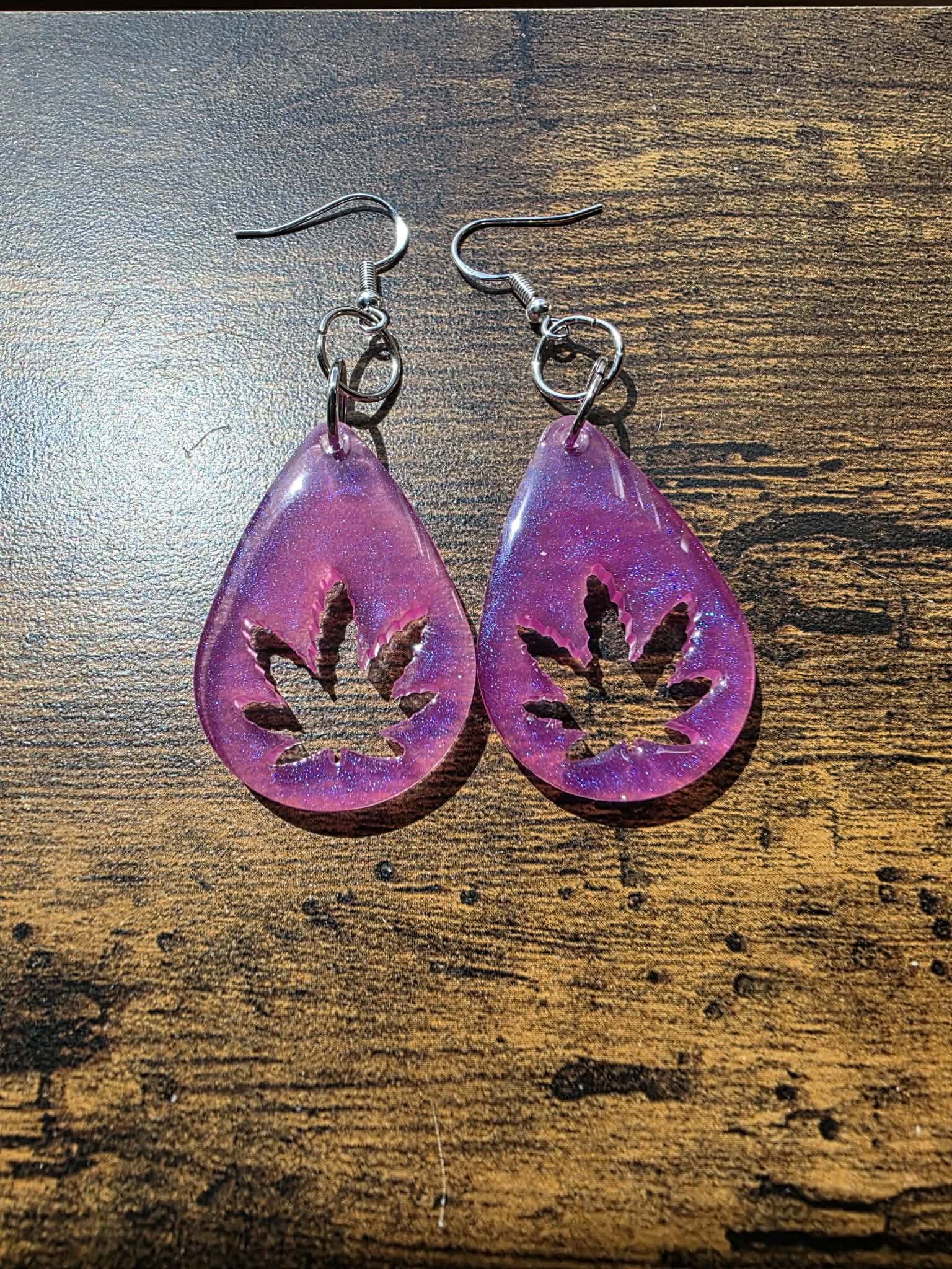 Cosmic Haze Enchanted Leaf Earrings